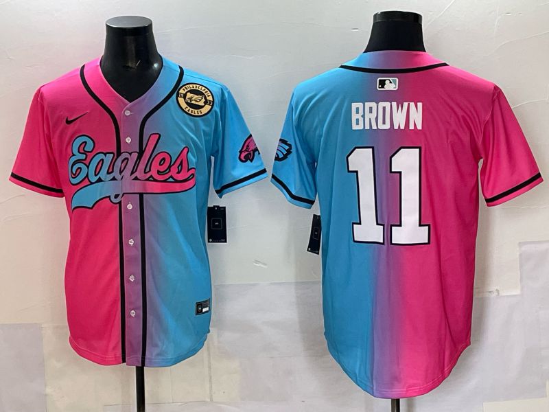 Men 2025 Philadelphia Eagles #11 Brown Blue pink Nike Limited NFL Jersey style 07->philadelphia eagles->NFL Jersey